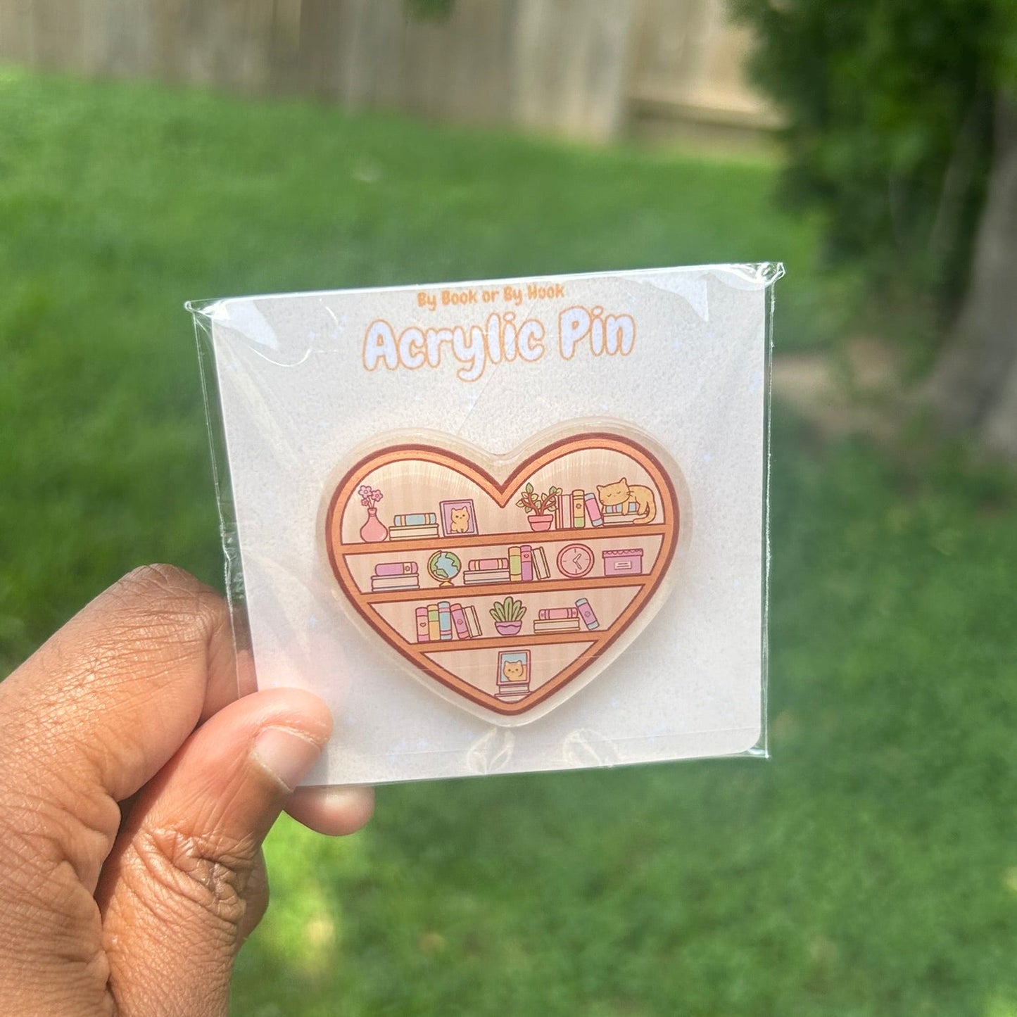 Heart Bookshelf Acrylic Pin