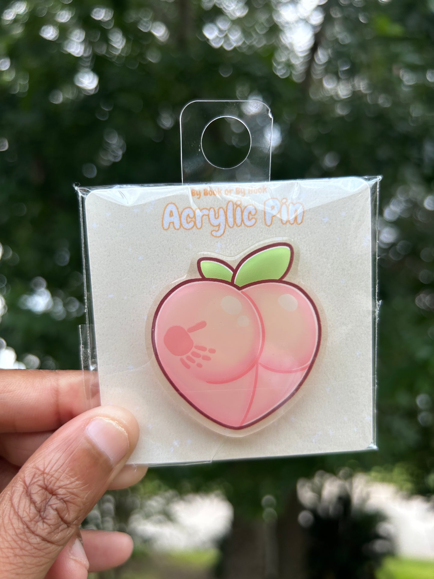 Peach Butt Acrylic Pin