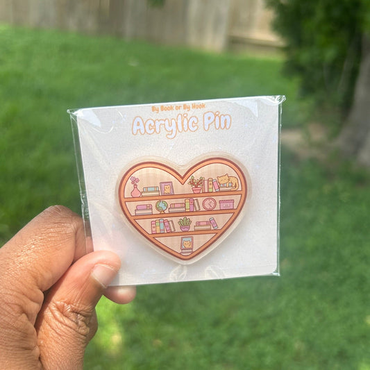 Heart Bookshelf Acrylic Pin