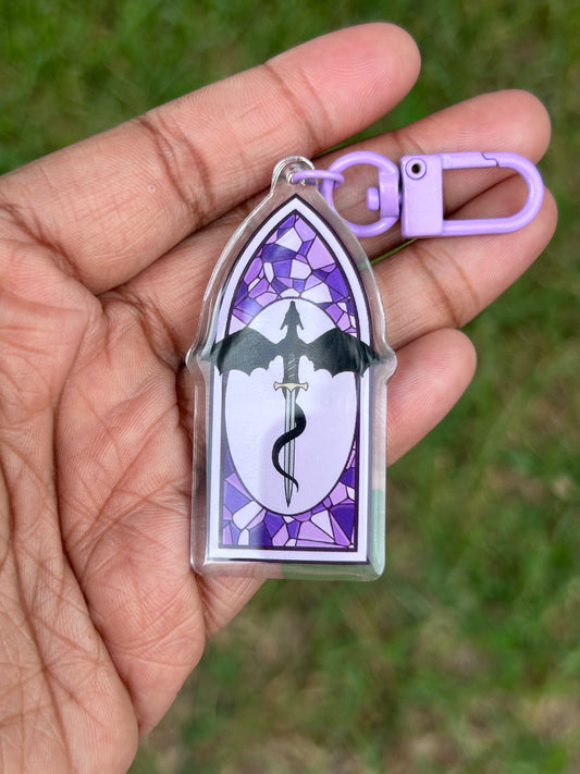 Stained Glass Dragon Window Keychain