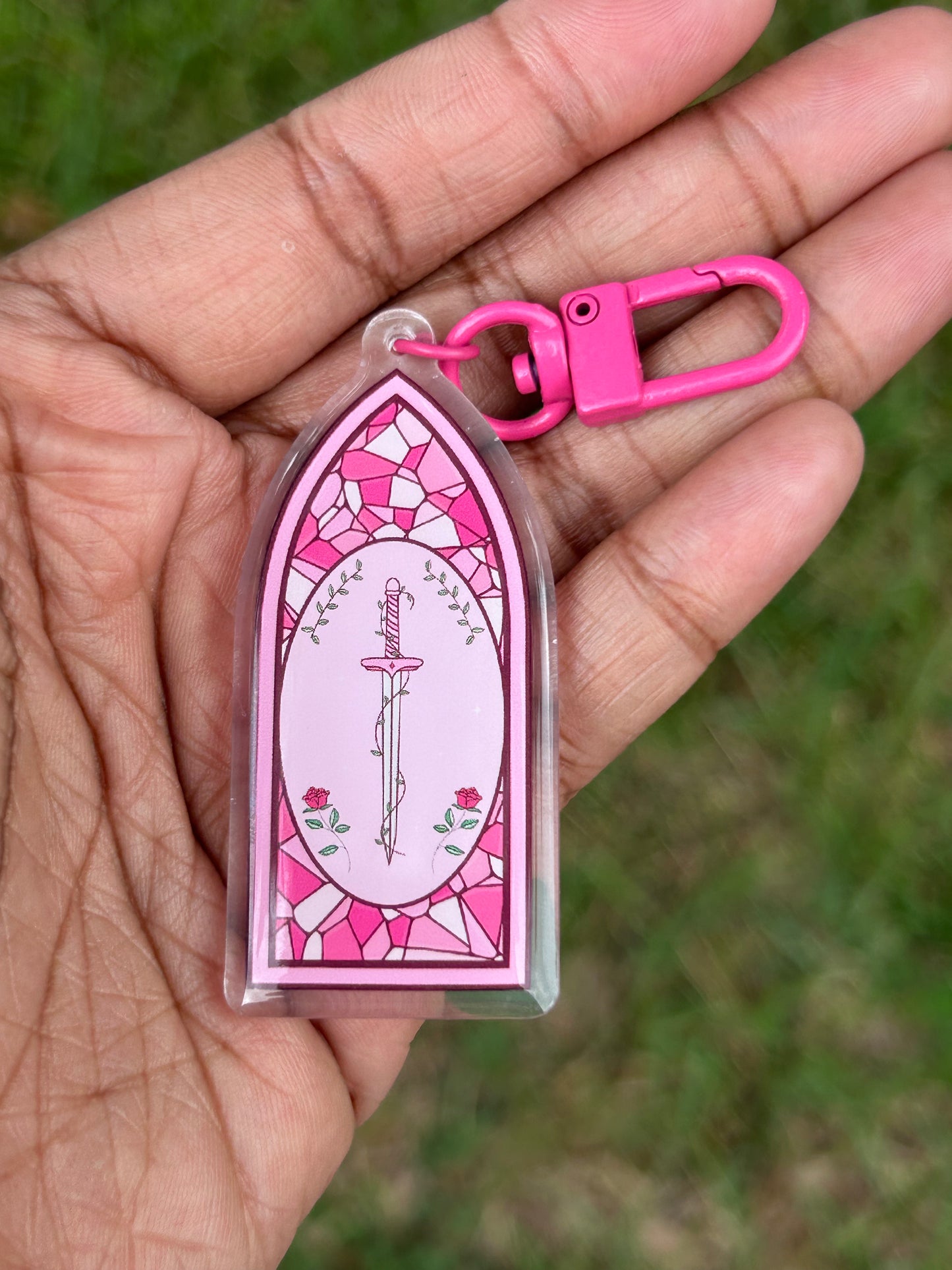 Stained Glass Sword Window Keychain